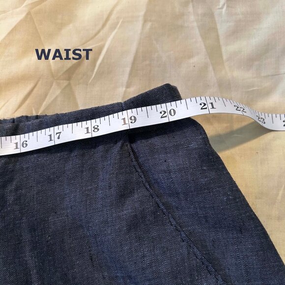 100% FINE LINEN PANTS, CHARCOAL BLUE, SIZE 24, HIDDEN FRONT FLY, TWO POCKETS - Picture 7 of 14